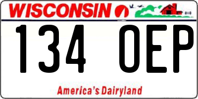 WI license plate 134OEP