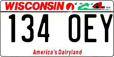 WI license plate 134OEY