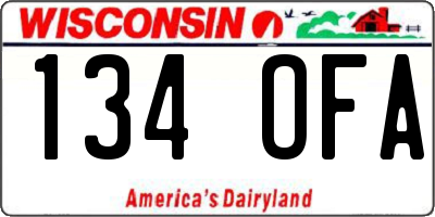 WI license plate 134OFA
