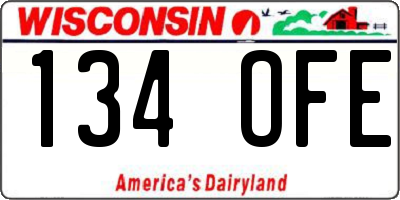 WI license plate 134OFE