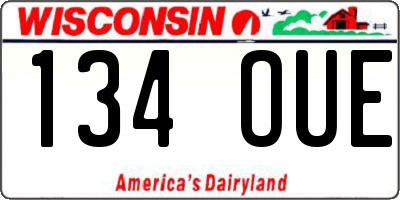 WI license plate 134OUE