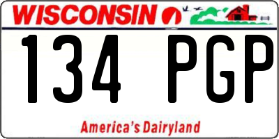 WI license plate 134PGP