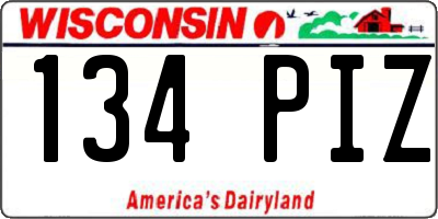 WI license plate 134PIZ