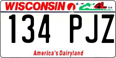 WI license plate 134PJZ