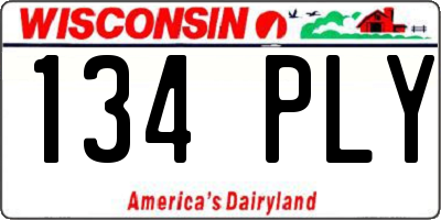 WI license plate 134PLY