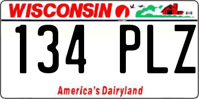 WI license plate 134PLZ