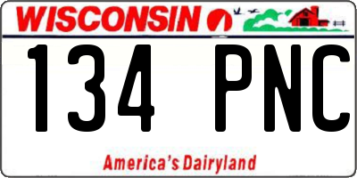 WI license plate 134PNC