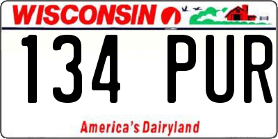 WI license plate 134PUR