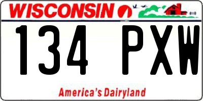 WI license plate 134PXW