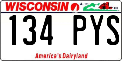 WI license plate 134PYS