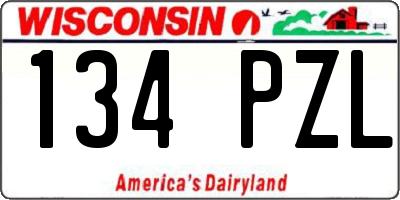 WI license plate 134PZL