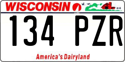WI license plate 134PZR