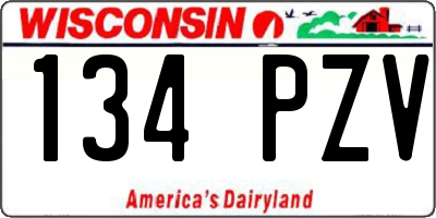 WI license plate 134PZV