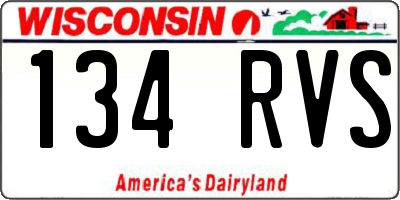 WI license plate 134RVS