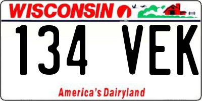 WI license plate 134VEK