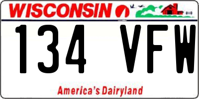 WI license plate 134VFW