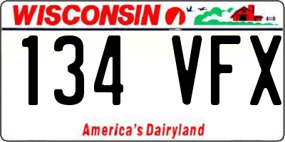 WI license plate 134VFX