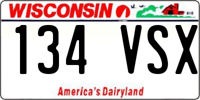 WI license plate 134VSX
