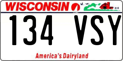 WI license plate 134VSY