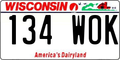 WI license plate 134WOK