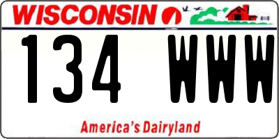WI license plate 134WWW