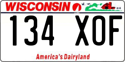 WI license plate 134XOF
