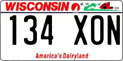 WI license plate 134XON