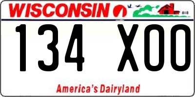 WI license plate 134XOO