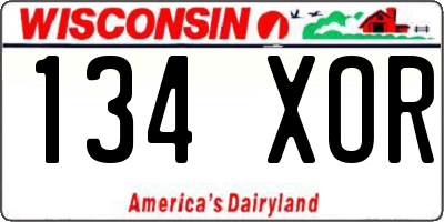 WI license plate 134XOR