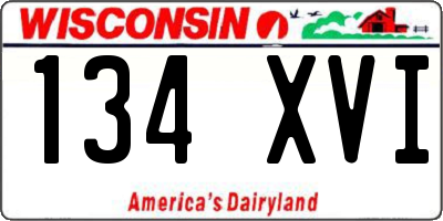 WI license plate 134XVI