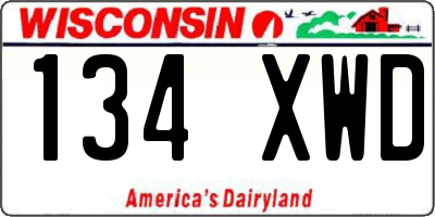 WI license plate 134XWD