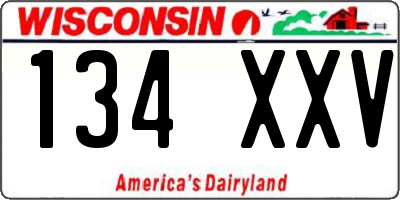 WI license plate 134XXV