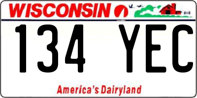 WI license plate 134YEC