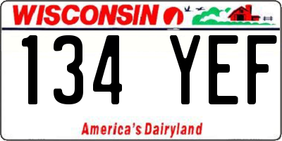 WI license plate 134YEF