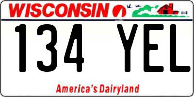WI license plate 134YEL