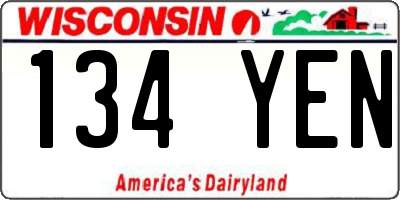 WI license plate 134YEN