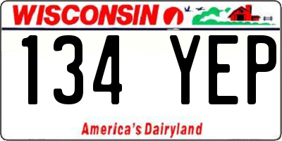 WI license plate 134YEP