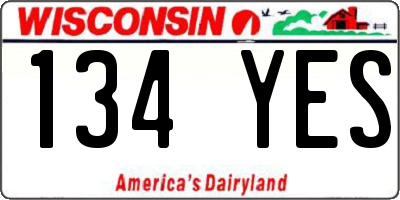 WI license plate 134YES