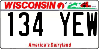 WI license plate 134YEW