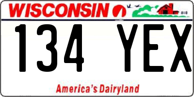 WI license plate 134YEX