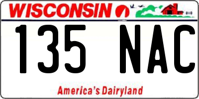 WI license plate 135NAC