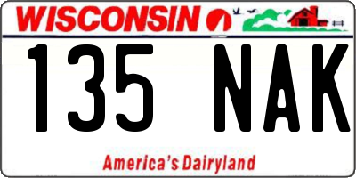 WI license plate 135NAK