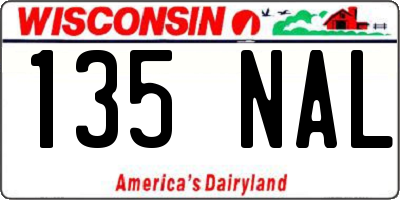 WI license plate 135NAL