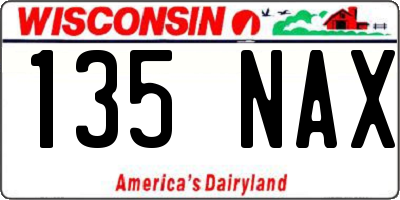WI license plate 135NAX