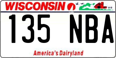 WI license plate 135NBA