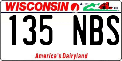 WI license plate 135NBS