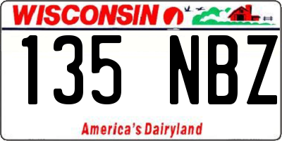 WI license plate 135NBZ