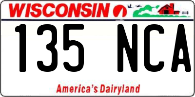 WI license plate 135NCA