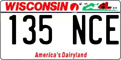 WI license plate 135NCE
