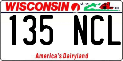 WI license plate 135NCL
